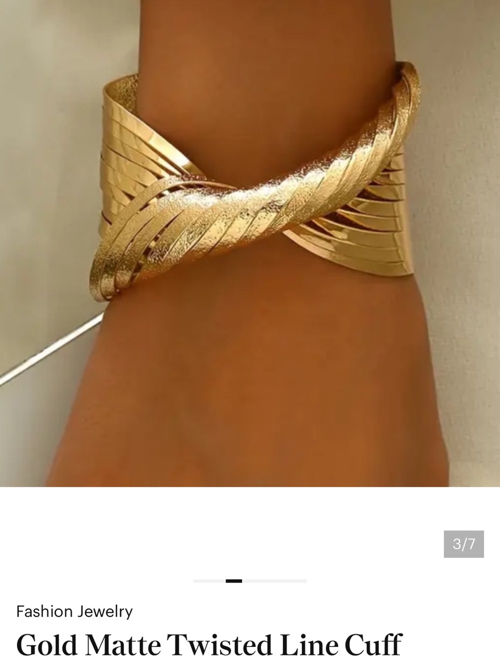 Gold Matte Cuff Bracelet. - Picture 4 of 8